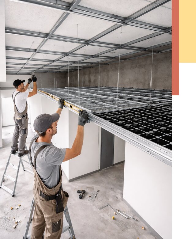 Монтаж потолка грильято в Воткинске от 466 руб./м² — быстрая сборка под ключ | ОТДЕЛОЧНИК-Втк