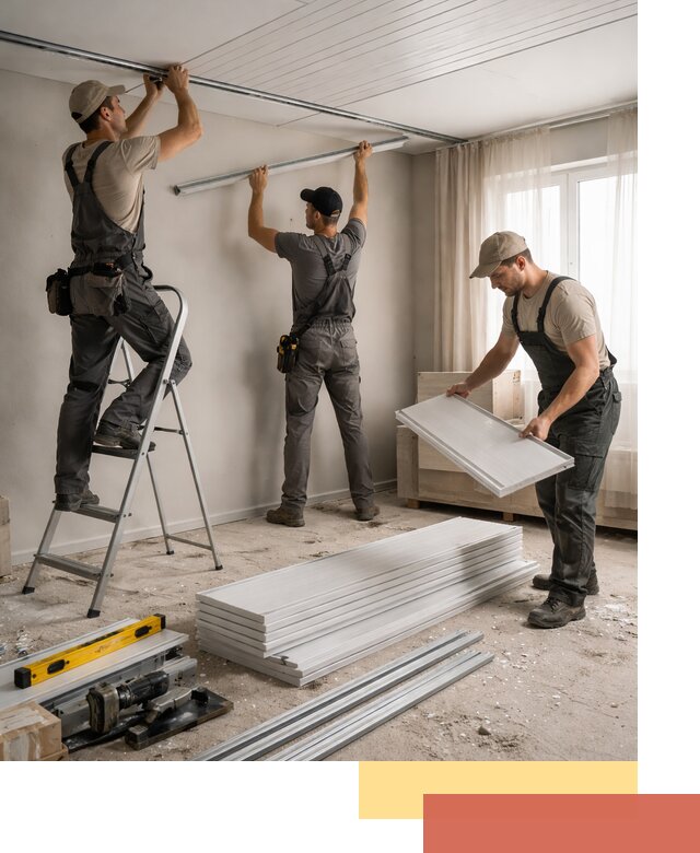 Монтаж потолка из ПВХ панелей в Воткинске оперативно и качественно