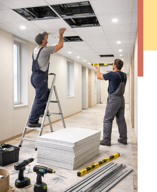 Ремонт потолка Армстронг в Воткинске от 4662 руб. — быстро и недорого | ОТДЕЛОЧНИК-Втк