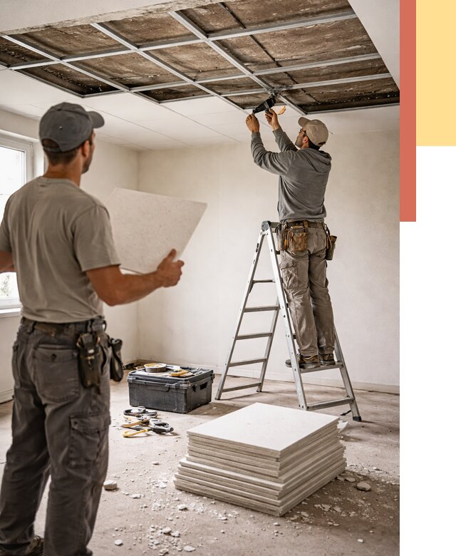 Замена плит подвесного потолка в Воткинске от 1813 руб. быстро и недорого | ОТДЕЛОЧНИК-Втк