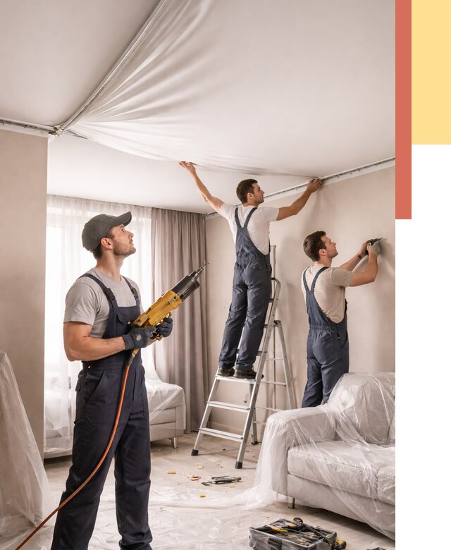 Установка натяжного потолка в Воткинске от 4662 руб. | Быстро и недорого — ОТДЕЛОЧНИК-Втк