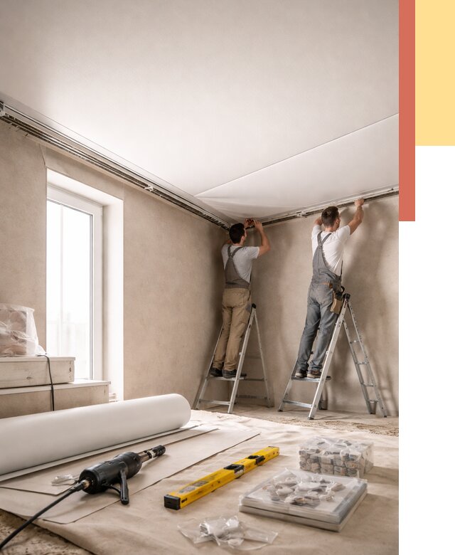 Монтаж натяжного потолка в спальне в Воткинске от 3937 руб. под ключ | ОТДЕЛОЧНИК-Втк