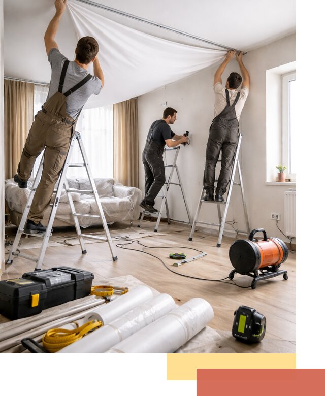 Монтаж натяжного потолка в гостиной в Воткинске