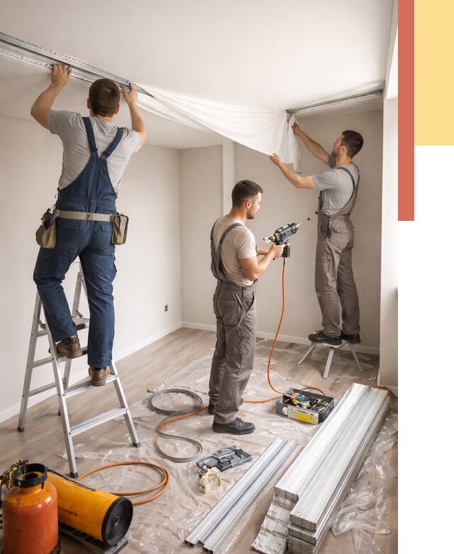 Монтаж натяжного потолка в студии в Воткинске от 5698 руб. — быстро и недорого | ОТДЕЛОЧНИК-Втк