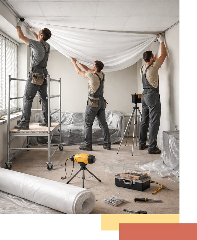 Монтаж натяжного потолка в офисе в Воткинске