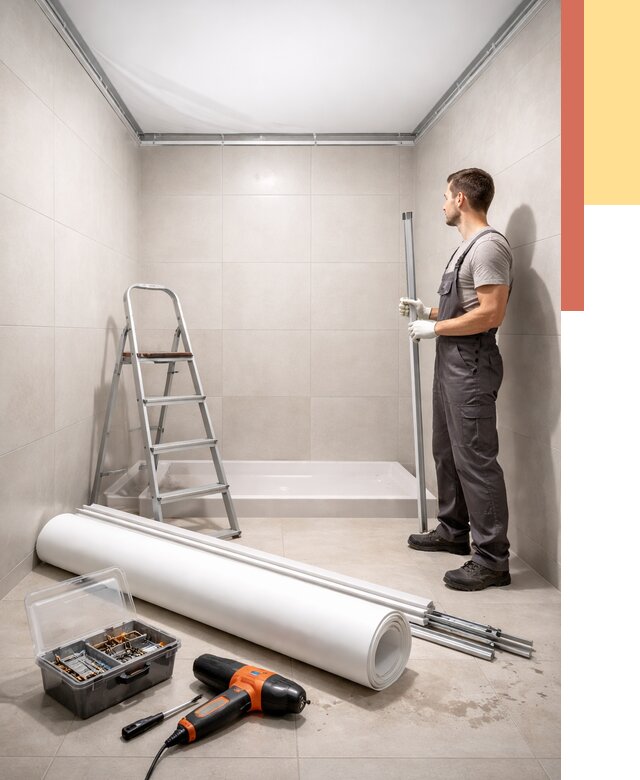 Монтаж натяжного потолка в санузле в Воткинске от 1917 руб. — ОТДЕЛОЧНИК-Втк