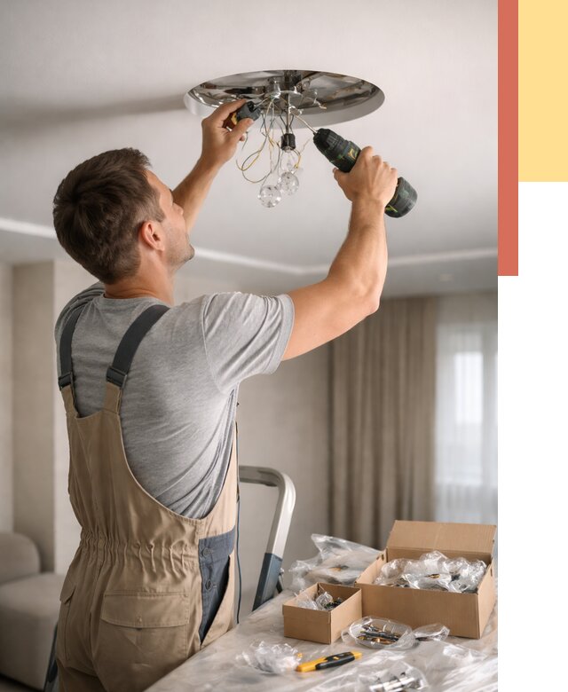 Установка люстры в натяжной потолок в Воткинске от 1243 руб. | Быстро и недорого — ОТДЕЛОЧНИК-Втк