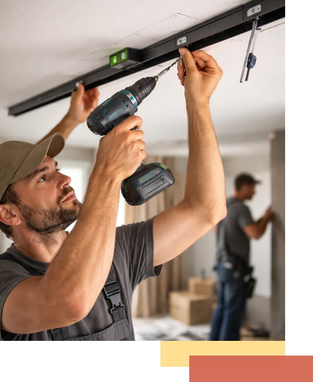 Установка трековых светильников в натяжной потолок в Воткинске