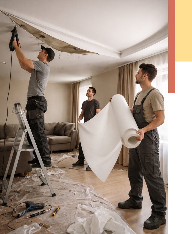 Замена полотна натяжного потолка в Воткинске от 9842 руб. быстро и недорого | ОТДЕЛОЧНИК-Втк