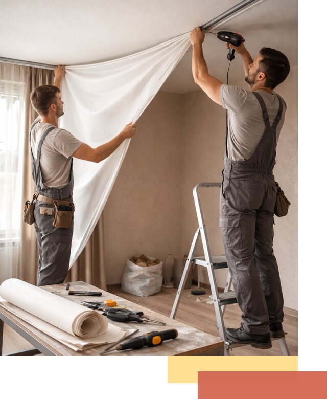 Замена полотна натяжного потолка в Воткинске быстро и качественно