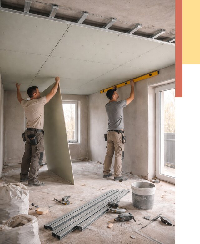 Одноуровневый потолок из гипсокартона в Воткинске от 777 руб. — монтаж под ключ | ОТДЕЛОЧНИК-Втк