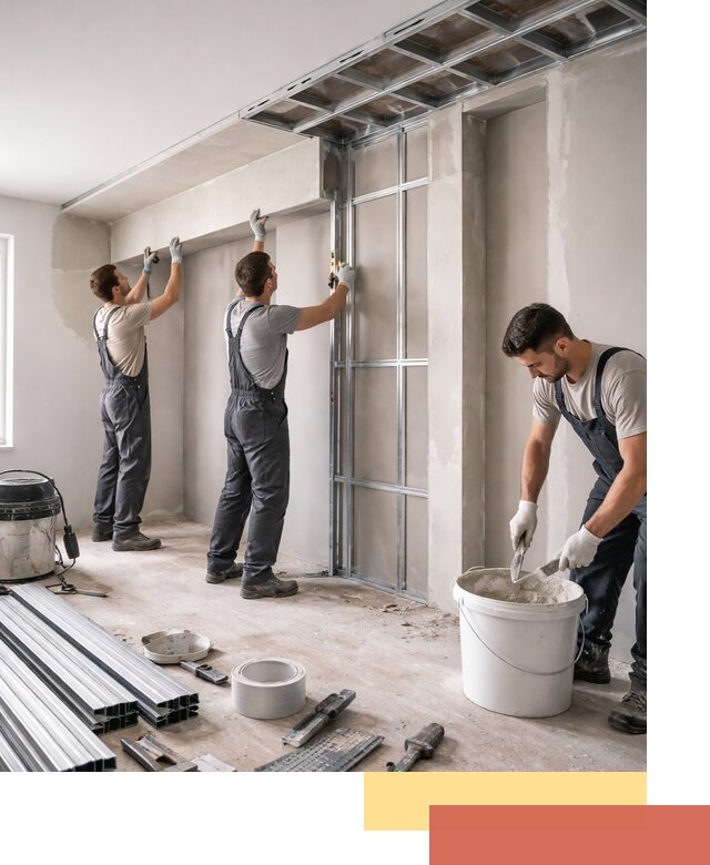 Монтаж потолка из гипсокартона с нишей в Воткинске