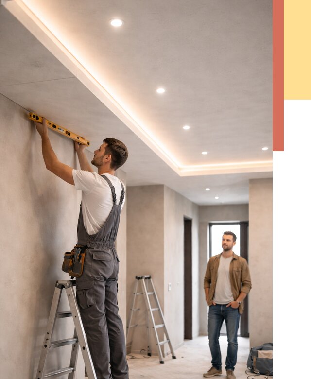 Потолок из гипсокартона с подсветкой в Воткинске от 777 руб./м2 под ключ | ОТДЕЛОЧНИК-Втк