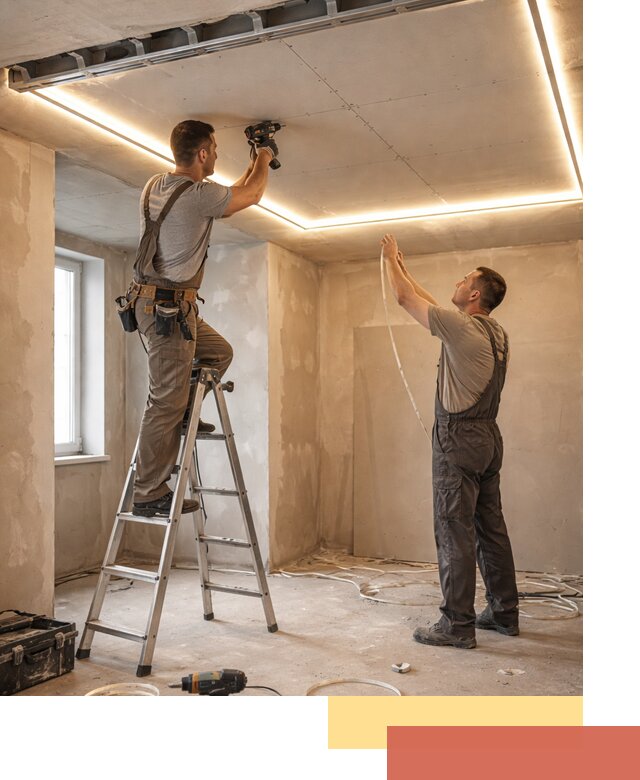 Потолок из гипсокартона с подсветкой в Воткинске