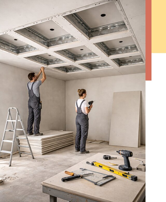 Кессонный потолок из гипсокартона в Воткинске от 1917 руб. — монтаж и под ключ | ОТДЕЛОЧНИК-Втк