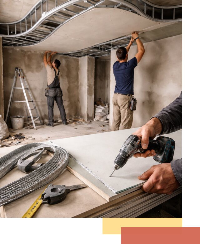 Криволинейный потолок из гипсокартона в Воткинске — монтаж и отделка