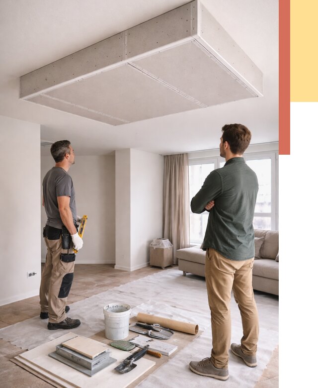 Короб на потолке из гипсокартона в Воткинске от 2279 руб. — монтаж и услуги под ключ | ОТДЕЛОЧНИК-Втк