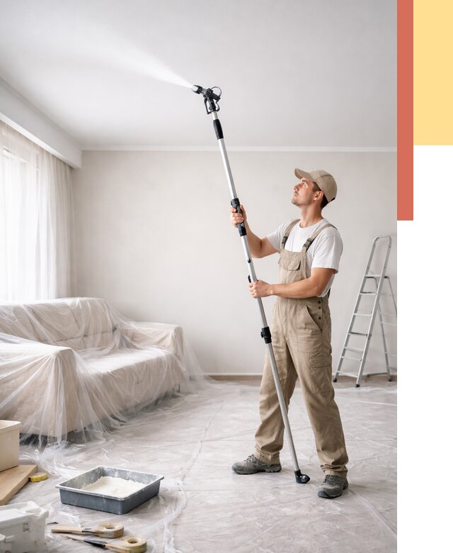 Покраска потолка краскопультом в Воткинске от 4662 руб. быстро и недорого | ОТДЕЛОЧНИК-Втк